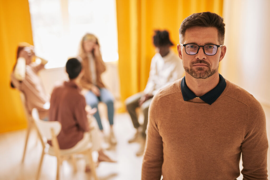 Adult Man at Group Therapy Session